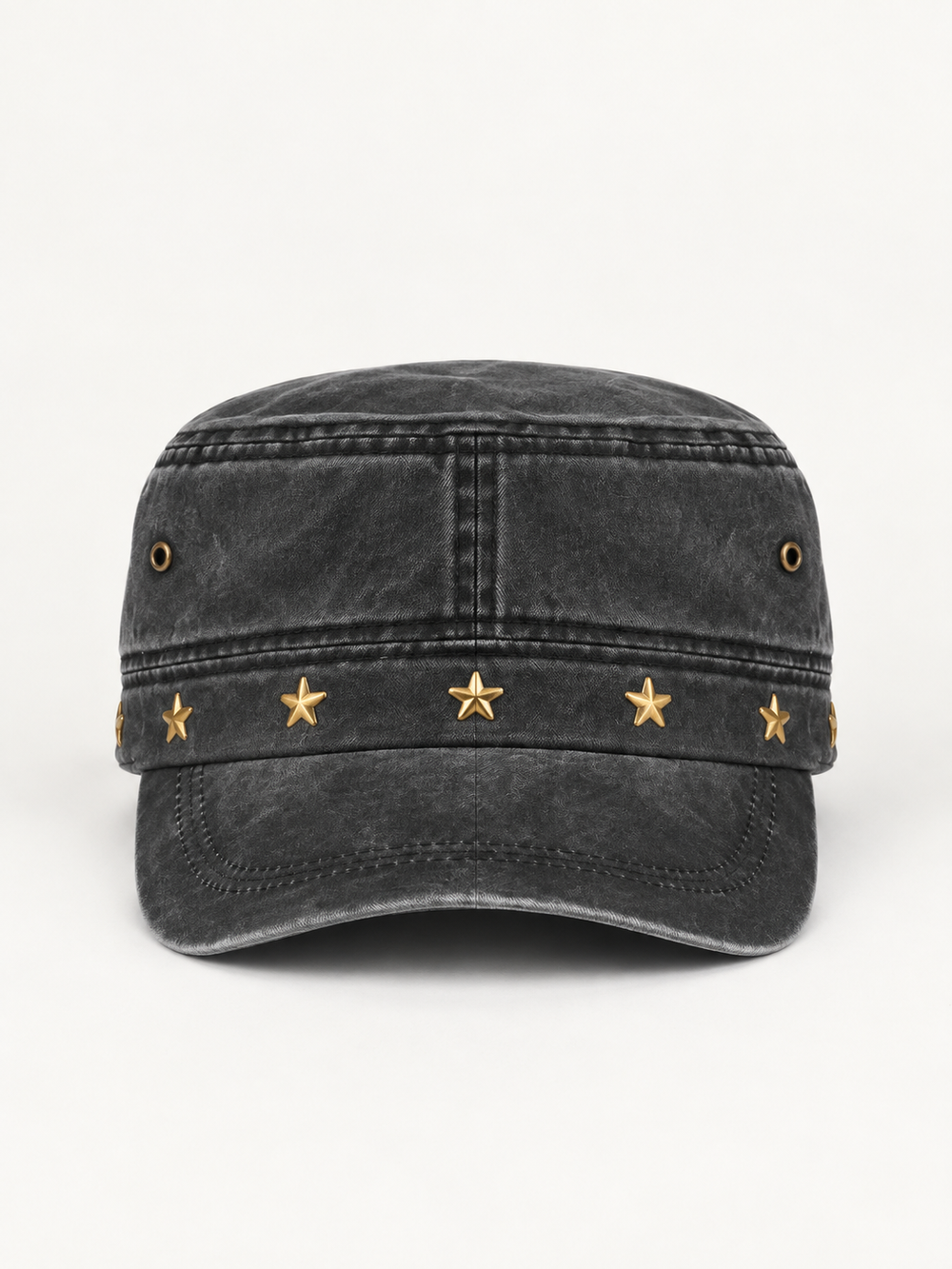 Star Studs Cadet Hat Black front view