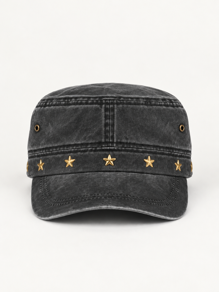 Star Studs Cadet Hat Black front view