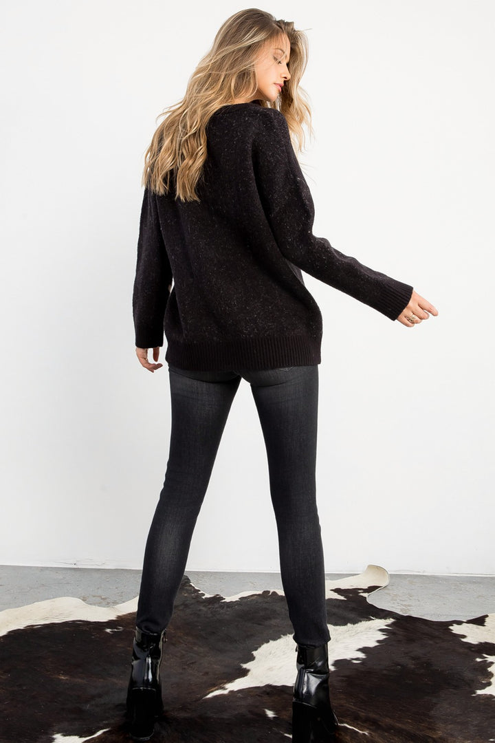 Large Stars Black Sweater
