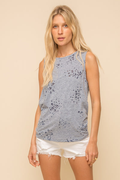 Star Burnout Tank Navy