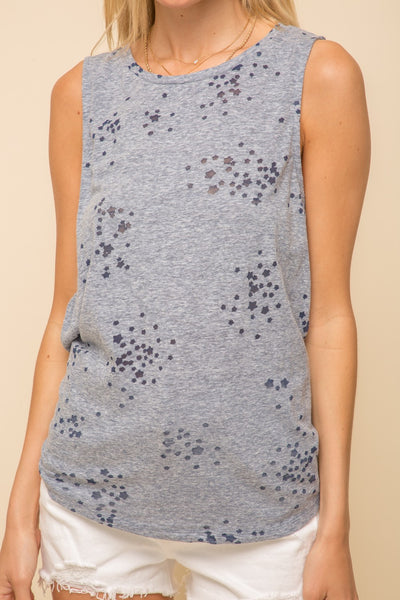 Star Burnout Tank Navy