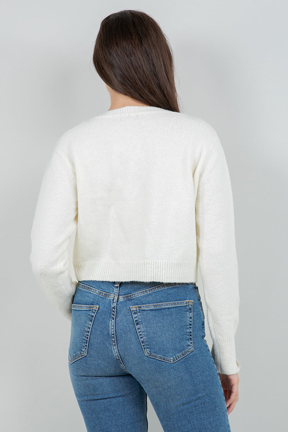 Strawberry Embroidered Cardigan Ivory