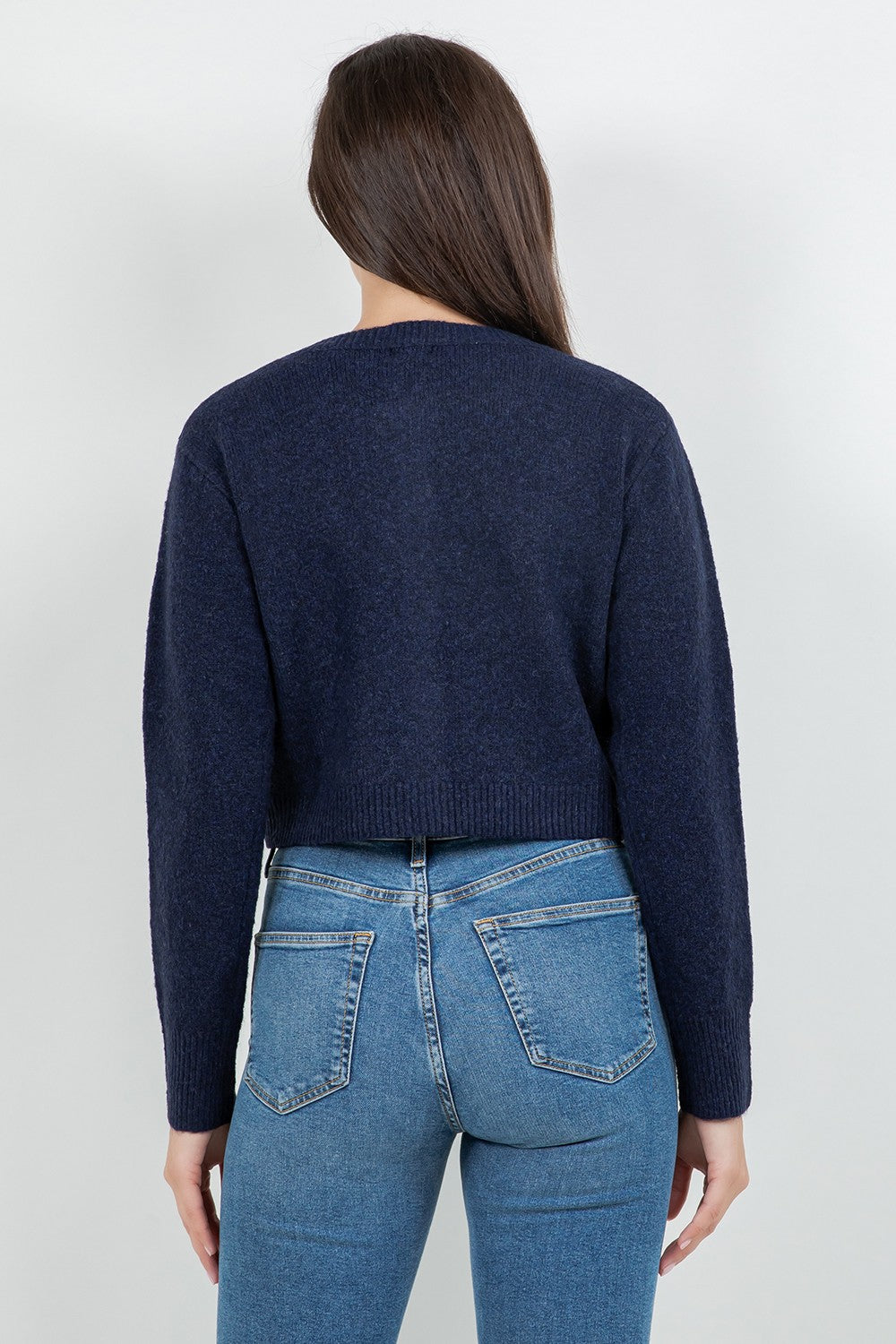 Strawberry Embroidered Cardigan Navy