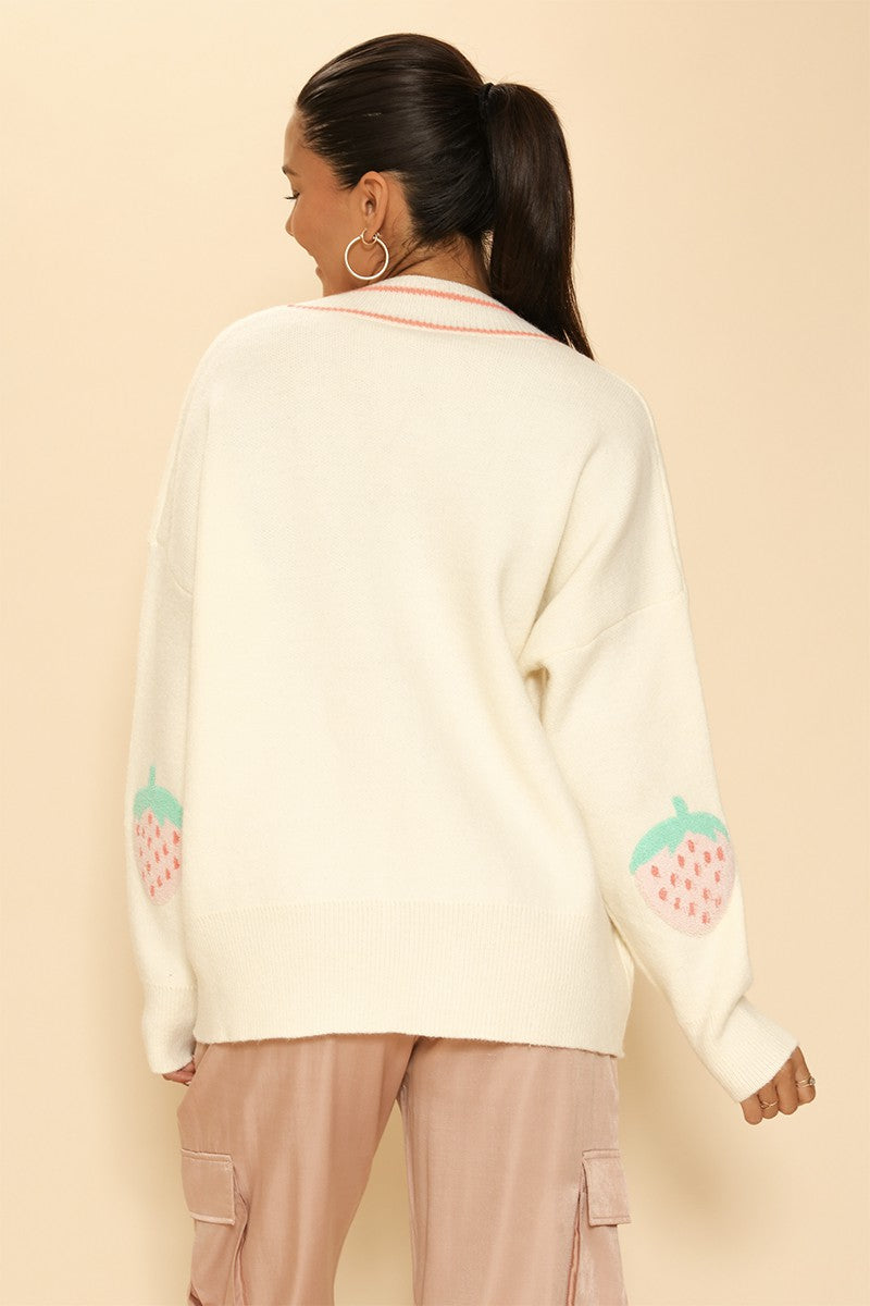 Strawberry Elbow Patch Cardigan
