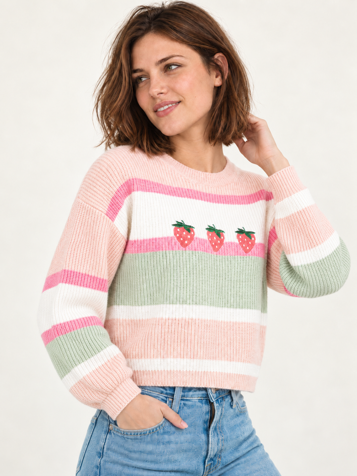 Strawberry Stripe Sweater — angled view