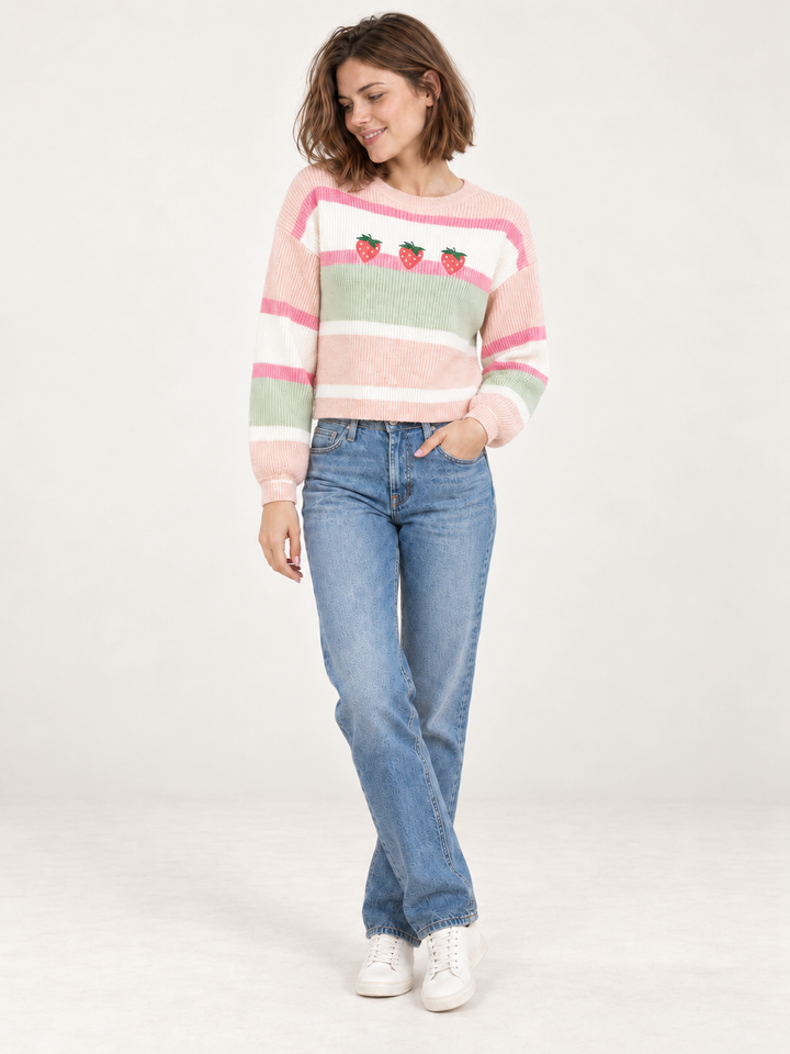 Strawberry Stripe Sweater — full-body view