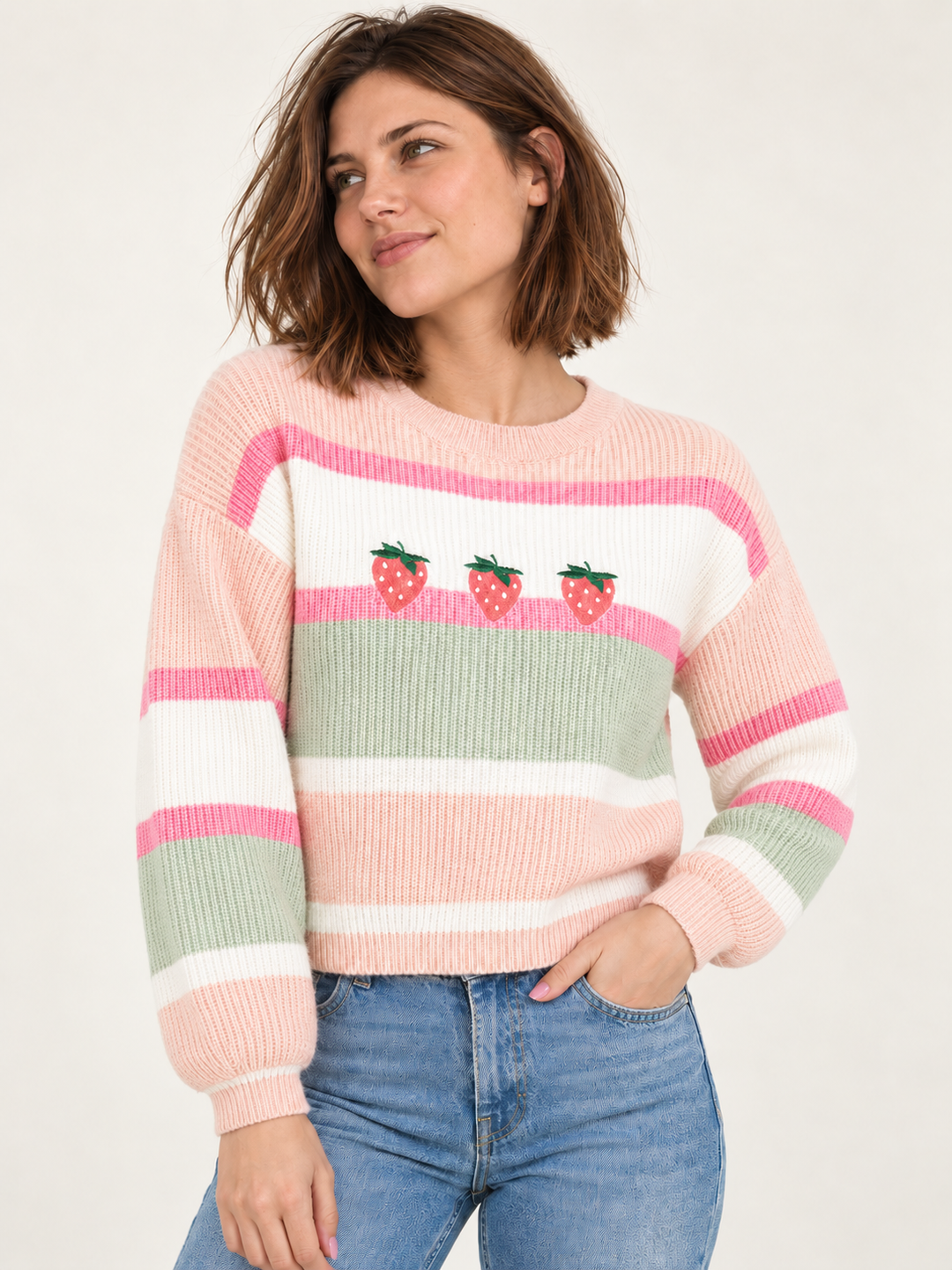 Strawberry Stripe Sweater — front view