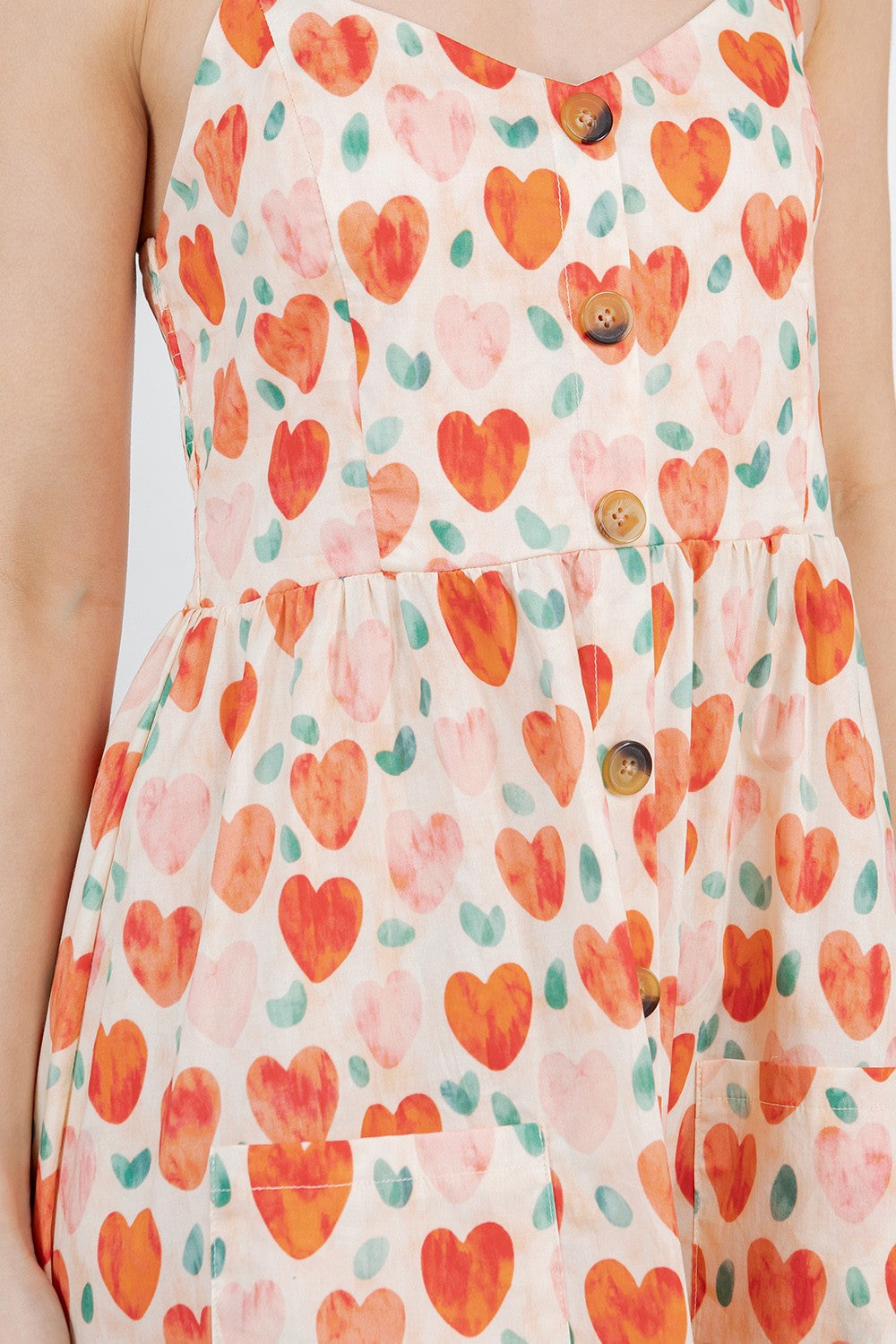 Heart Watercolor Faux Button Down Dress