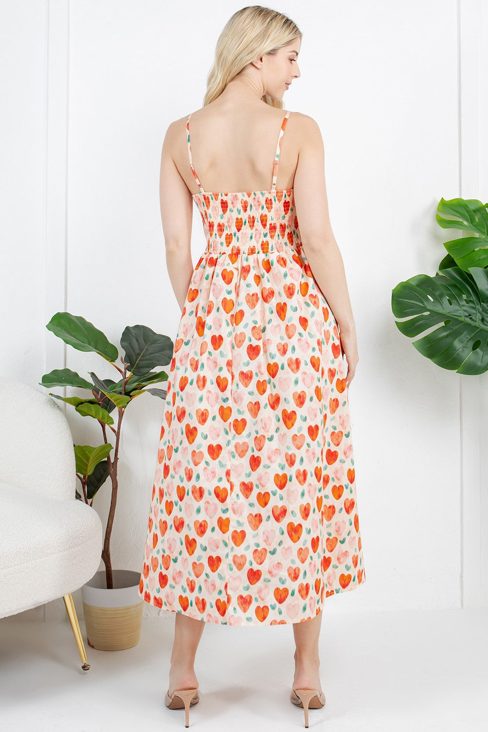 Heart Watercolor Faux Button Down Dress