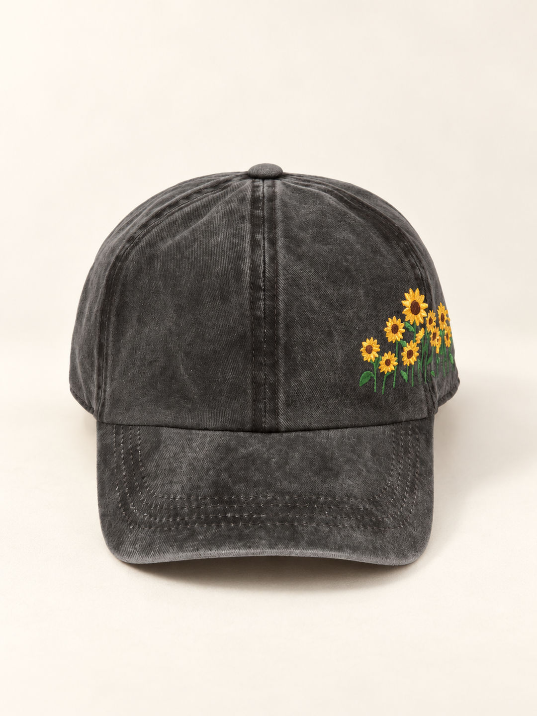 Sunflower Hat Black front view