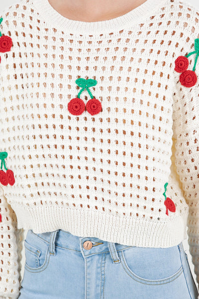 Cherry Open Knit Sweater