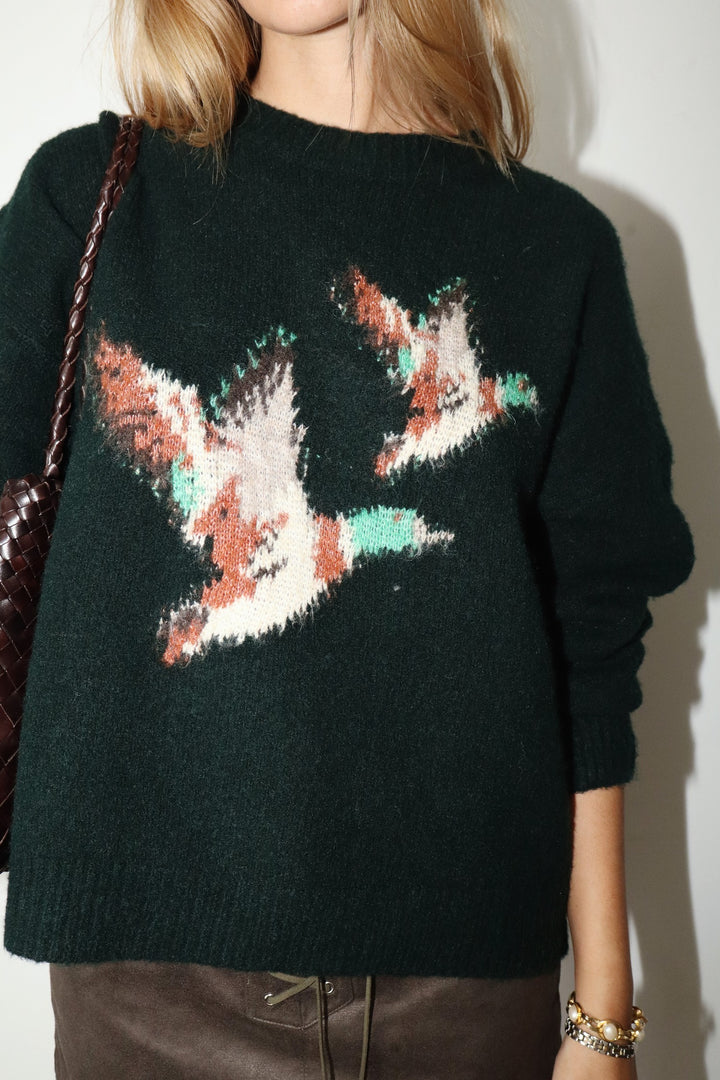Flying Ducks Sweater Forest Green