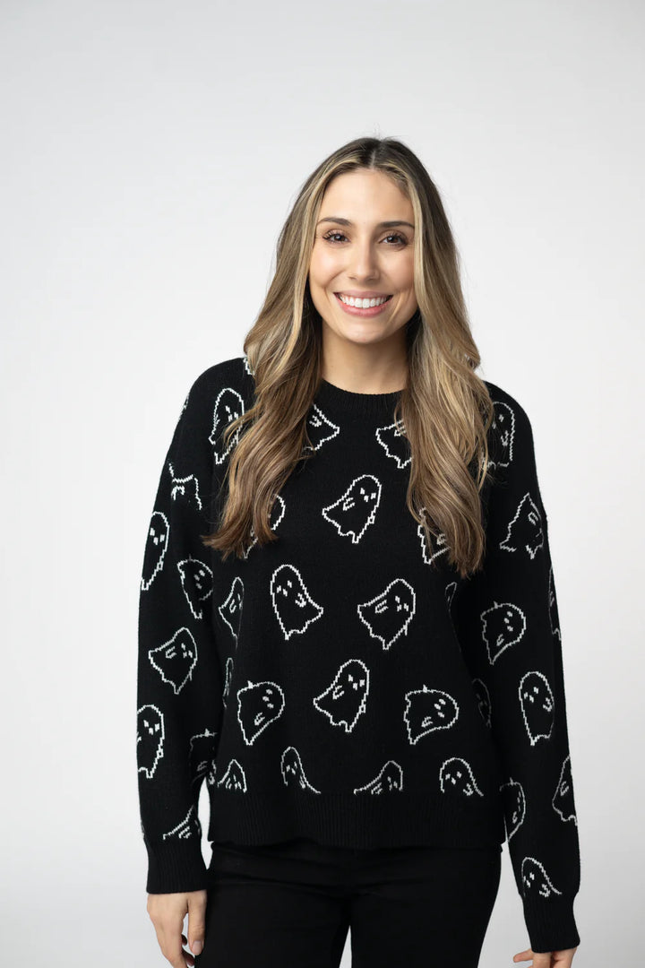 Halloween Sweater Black Ghost