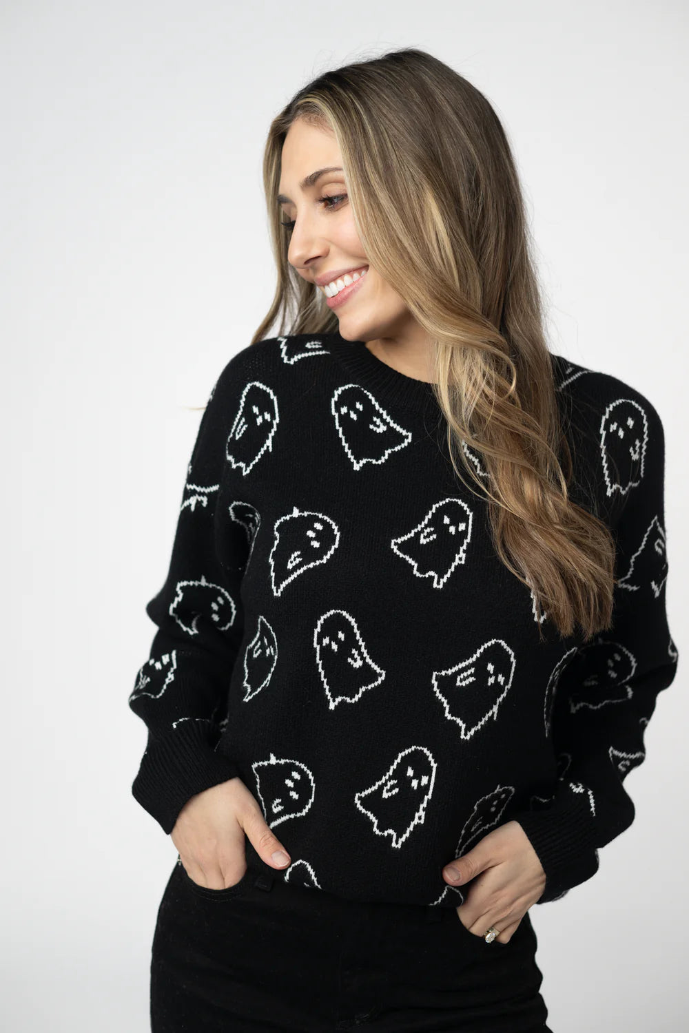 Halloween Sweater Black Ghost
