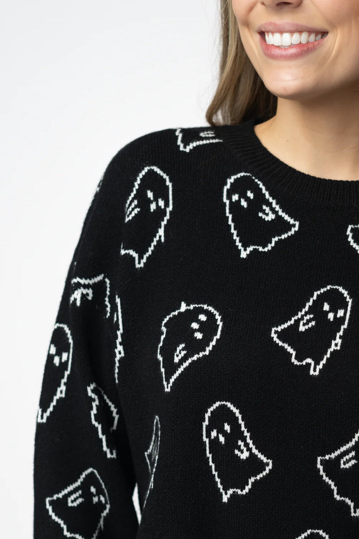 Halloween Sweater Black Ghost