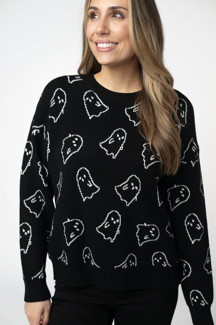 Halloween Sweater Black Ghost