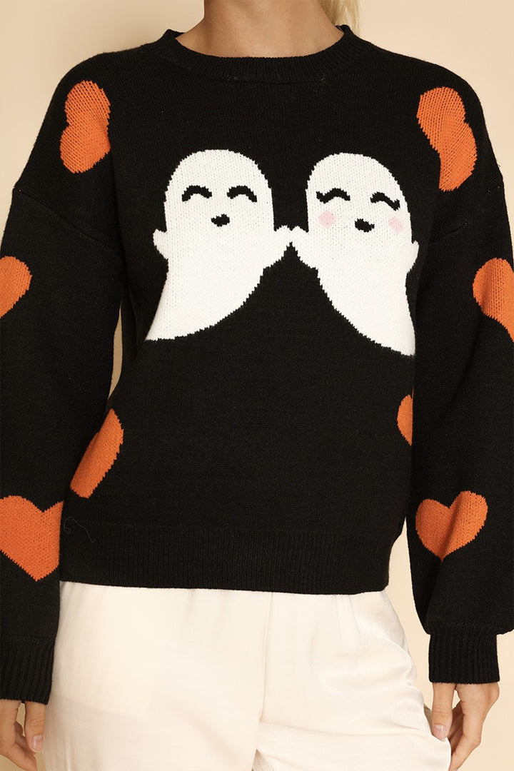 Halloween Sweater Ghost Hearts