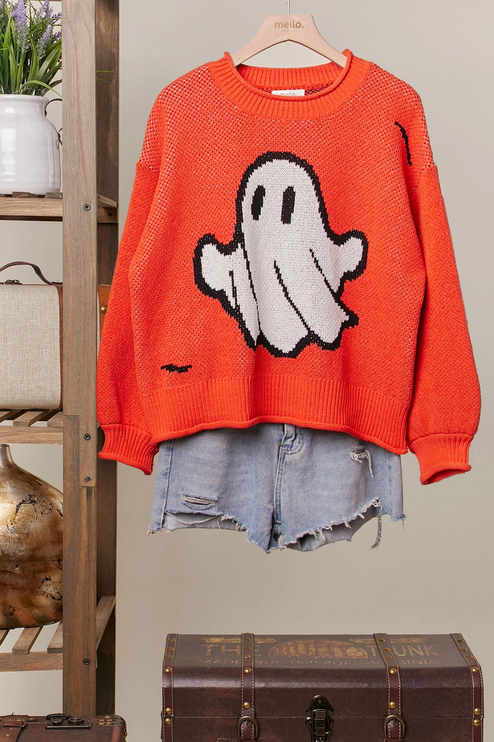 Halloween Ghost Sweater Orange