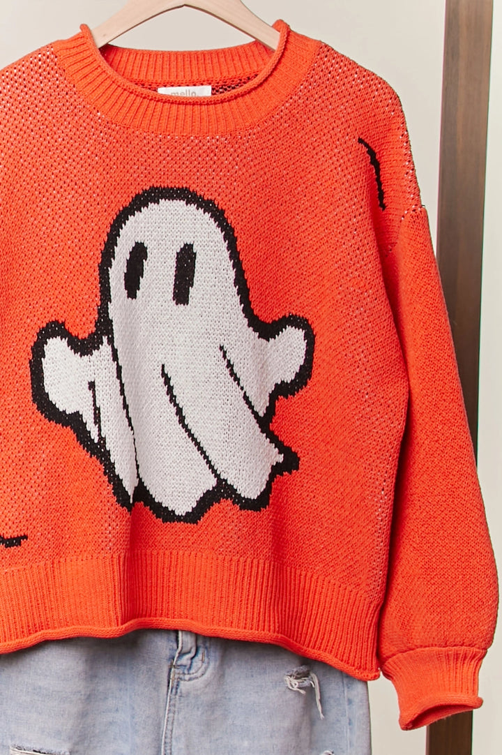 Halloween Ghost Sweater Orange