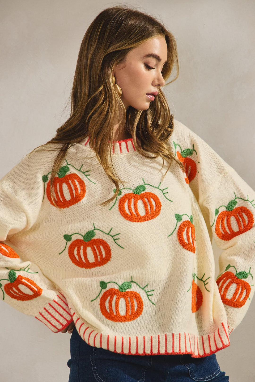 Halloween Sweater Textured Pumpkins