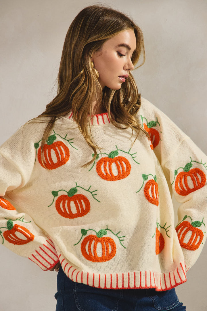 Halloween Sweater Textured Pumpkins