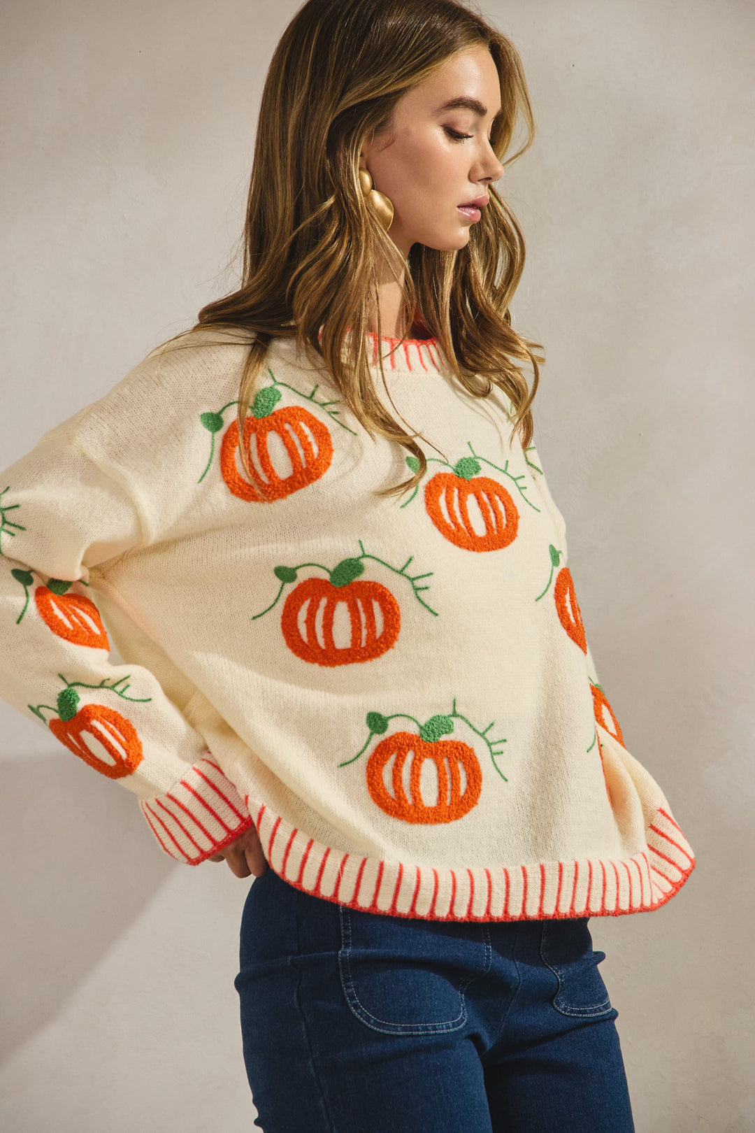 Halloween Sweater Textured Pumpkins