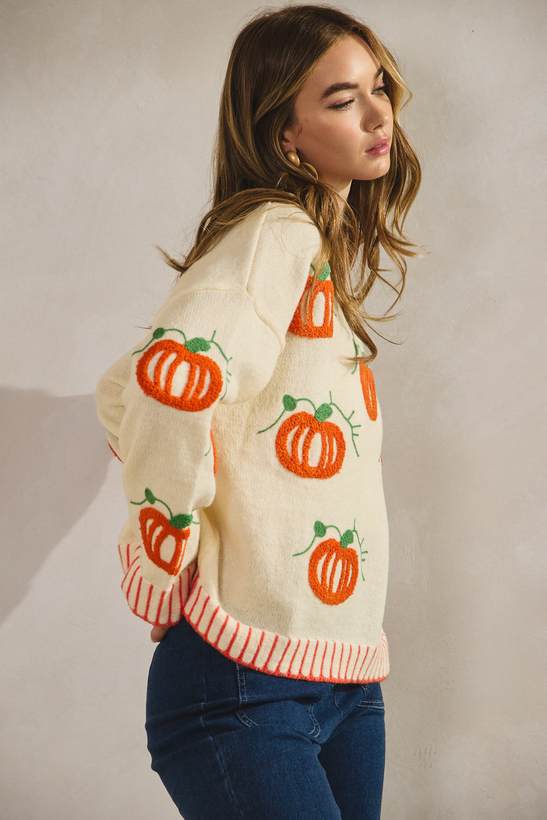 Halloween Sweater Textured Pumpkins
