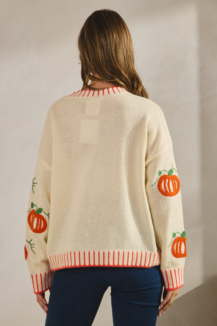 Halloween Sweater Textured Pumpkins