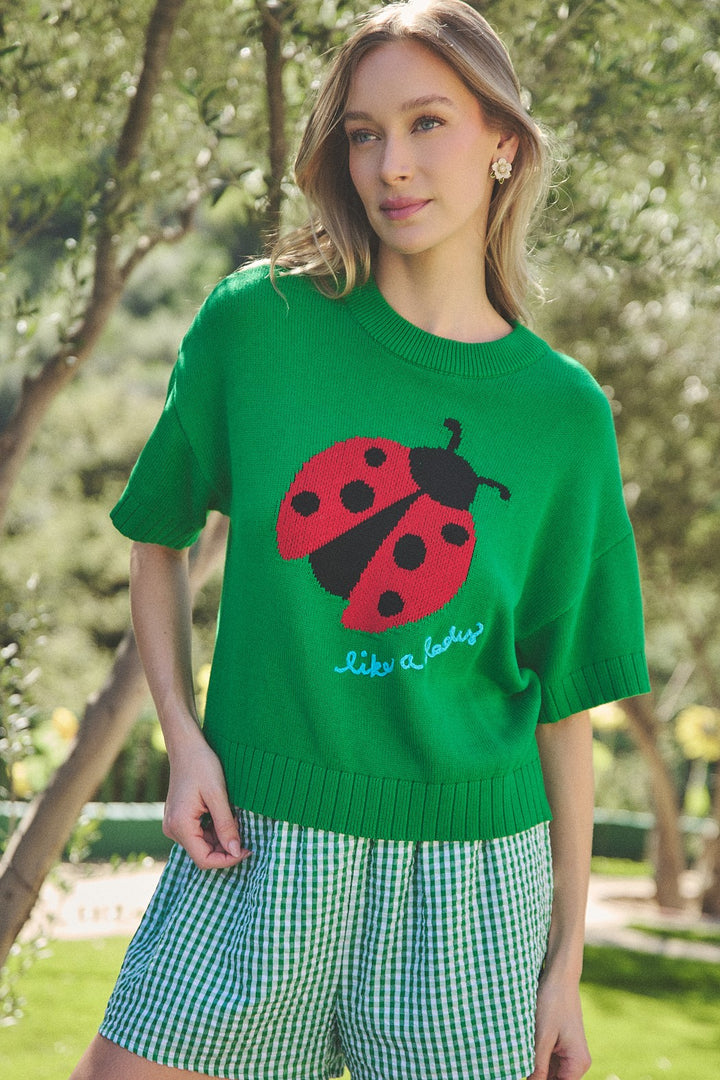 Ladybug Knit Short Sleeve Top