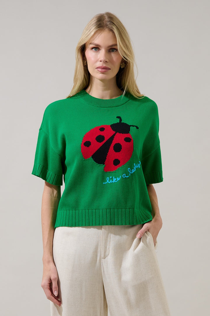 Ladybug Knit Short Sleeve Top
