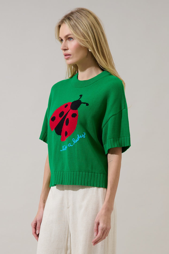 Ladybug Knit Short Sleeve Top