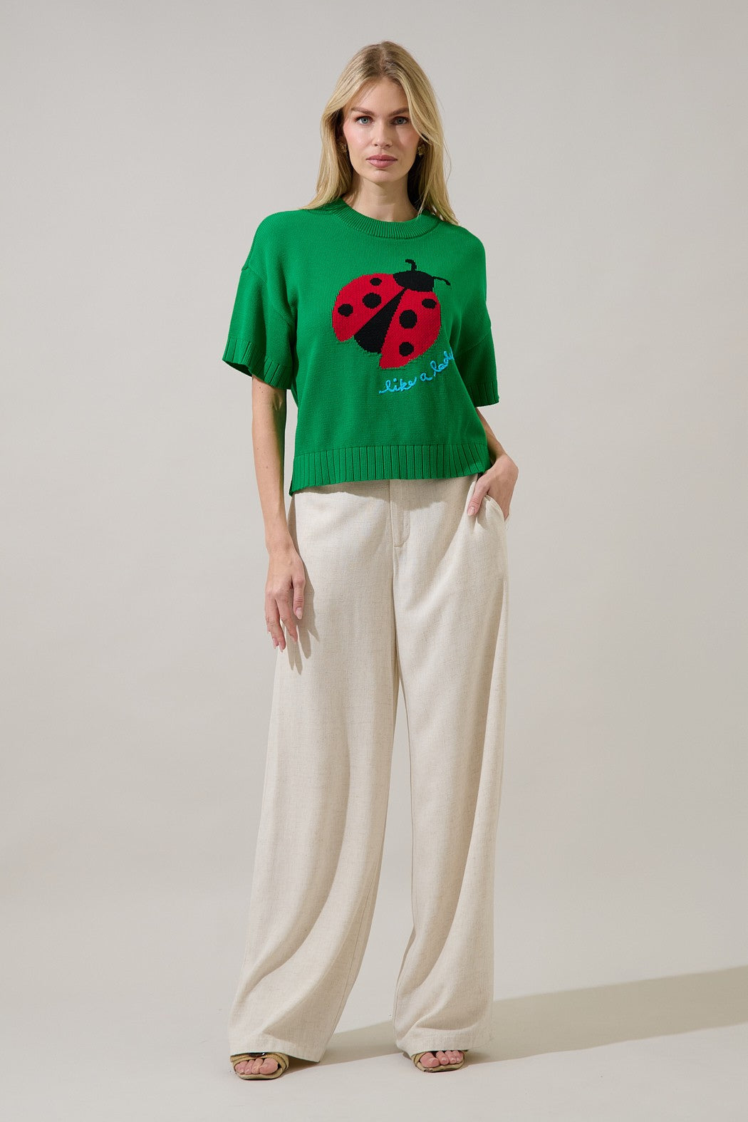 Ladybug Knit Short Sleeve Top