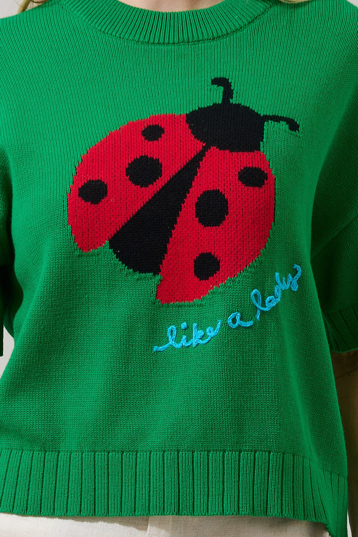 Ladybug Knit Short Sleeve Top