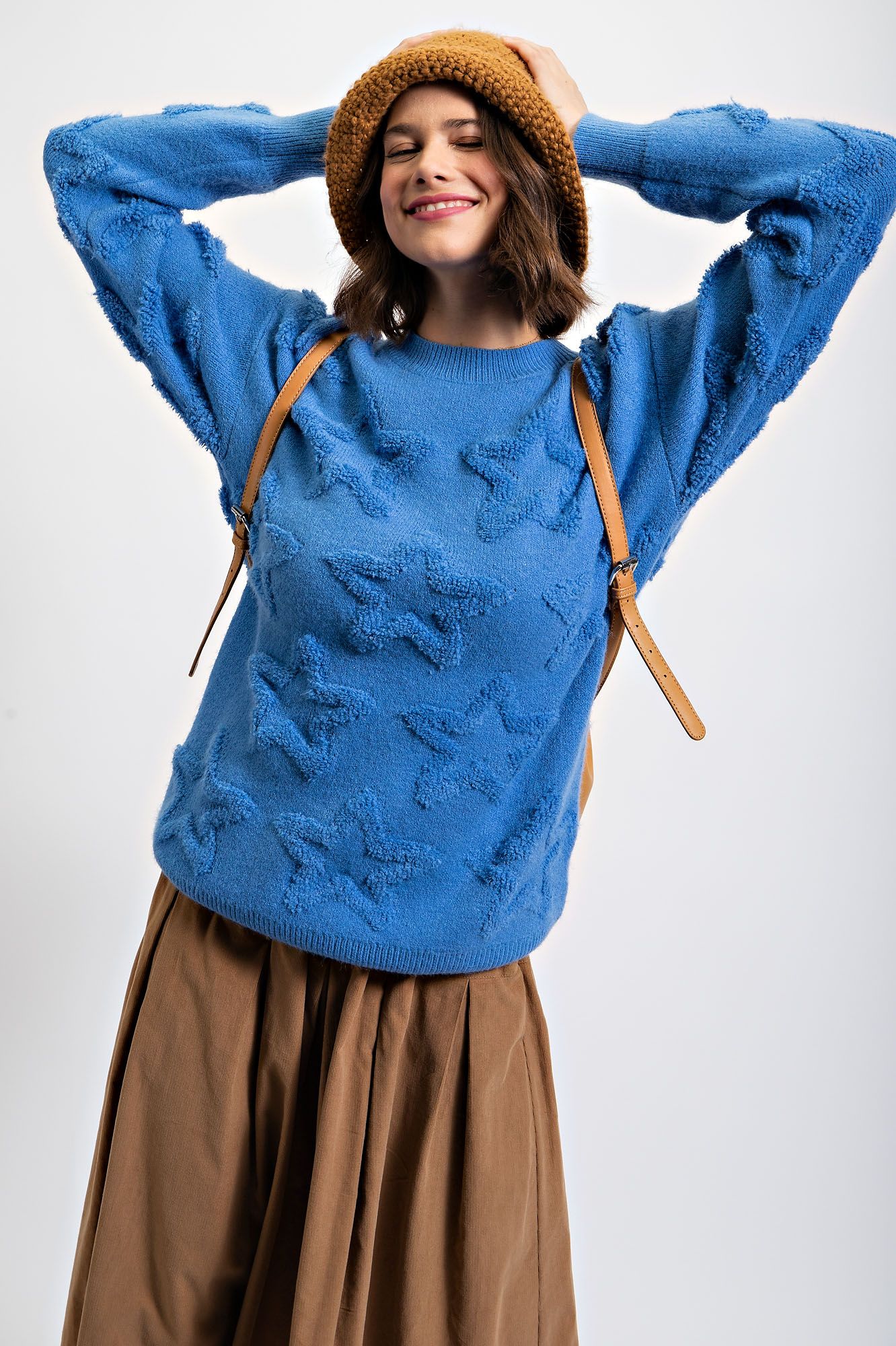Fuzzy Star Sweater Blue