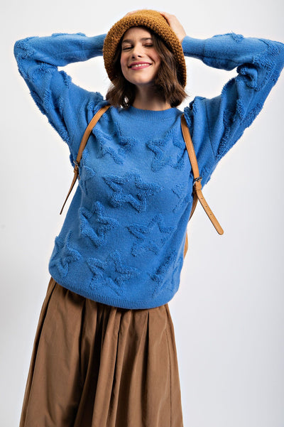 Fuzzy Star Sweater Blue