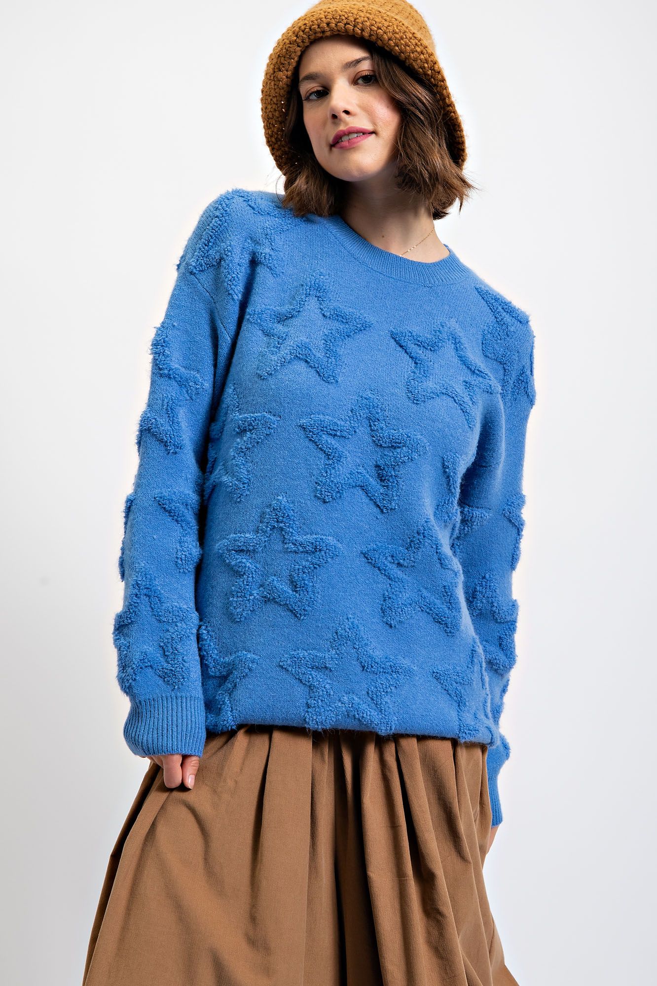 Fuzzy Star Sweater Blue