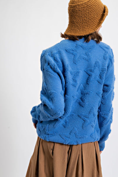 Fuzzy Star Sweater Blue