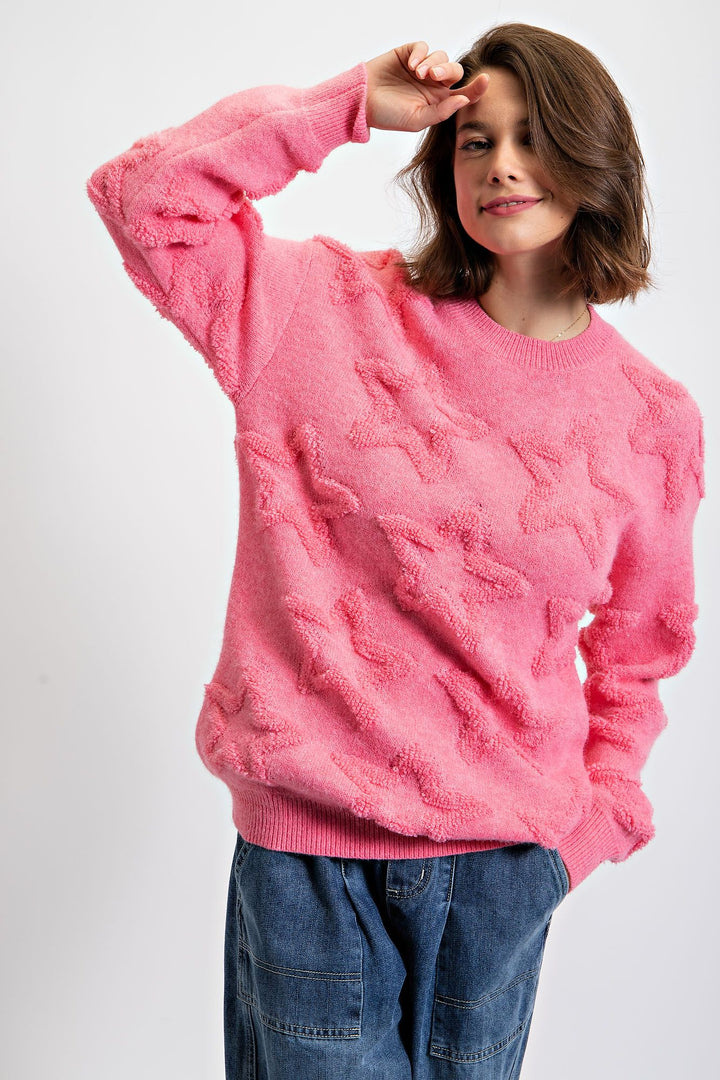 Fuzzy Star Sweater Pink