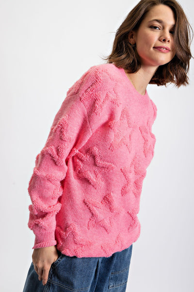 Fuzzy Star Sweater Pink