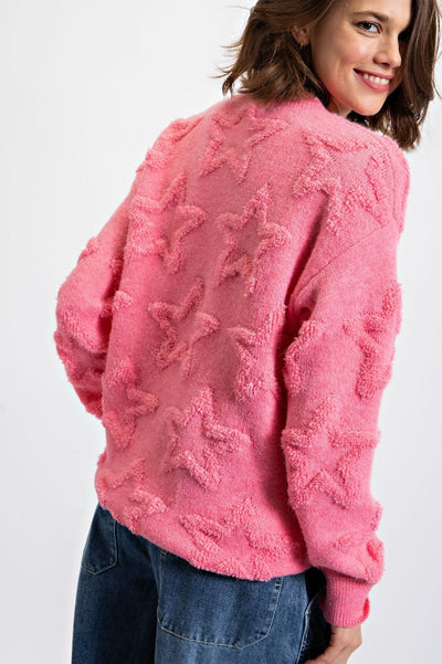 Fuzzy Star Sweater Pink