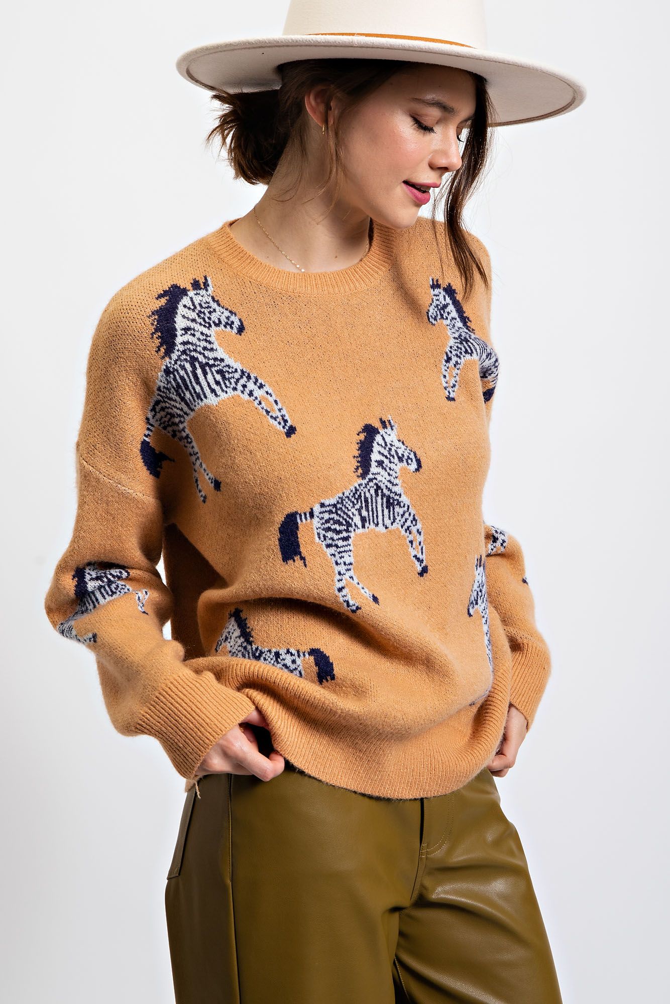 Zebra Sweater Tan