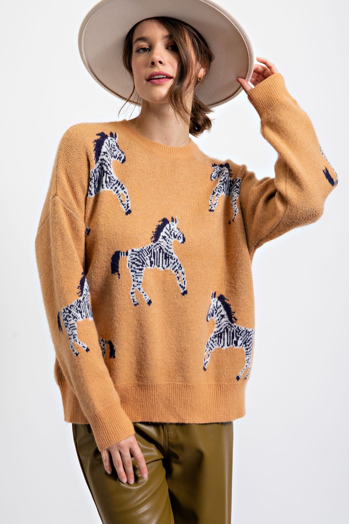 Zebra Sweater Tan