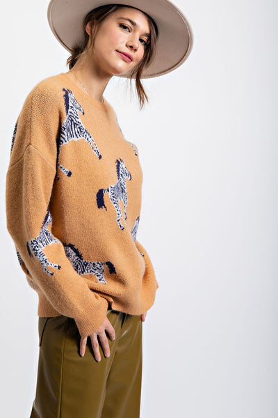 Zebra Sweater Tan