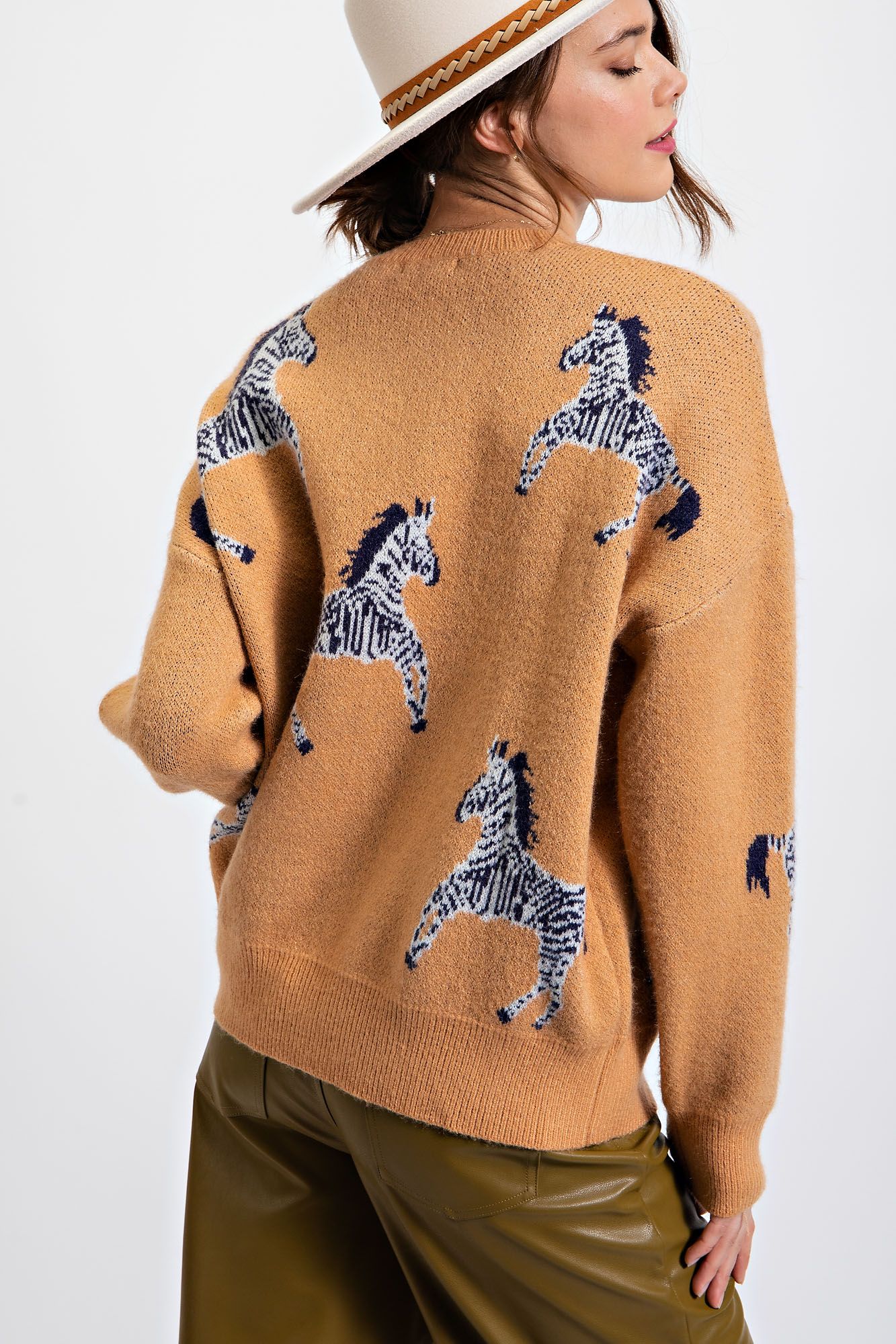 Zebra Sweater Tan