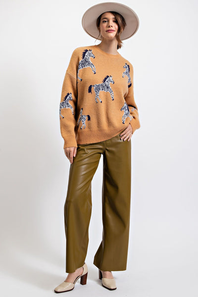 Zebra Sweater Tan