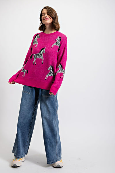 Zebra Sweater Pink