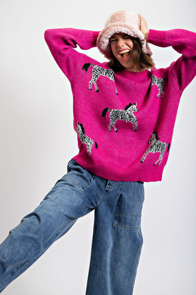 Zebra Sweater Pink