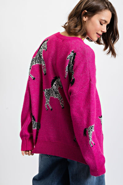 Zebra Sweater Pink