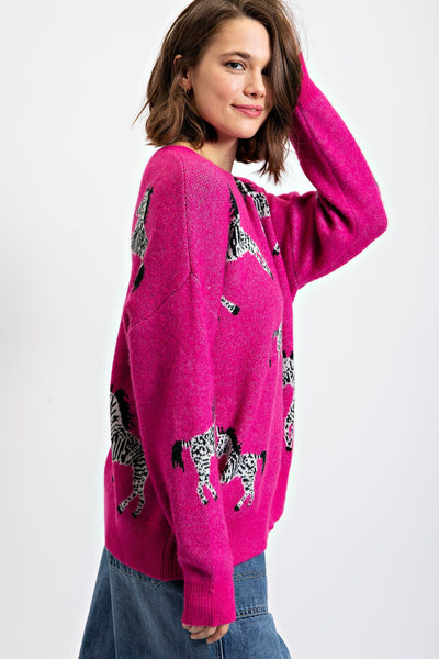 Zebra Sweater Pink