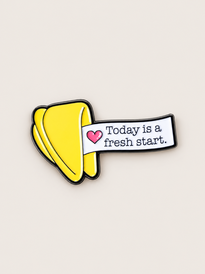 Today Is a Fresh Start Fortune Cookie Pin shown on a warm neutral background